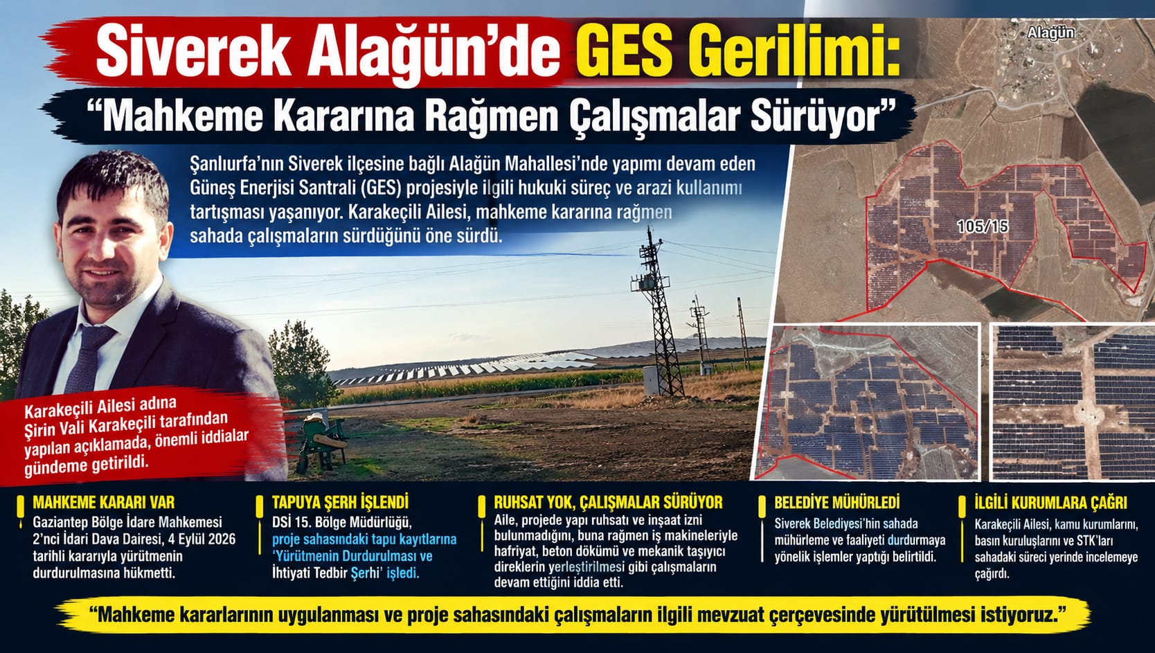 Siverek Alağün’de GES Gerilimi: Mahkeme Kararına Rağmen Çalışmalar Sürüyor